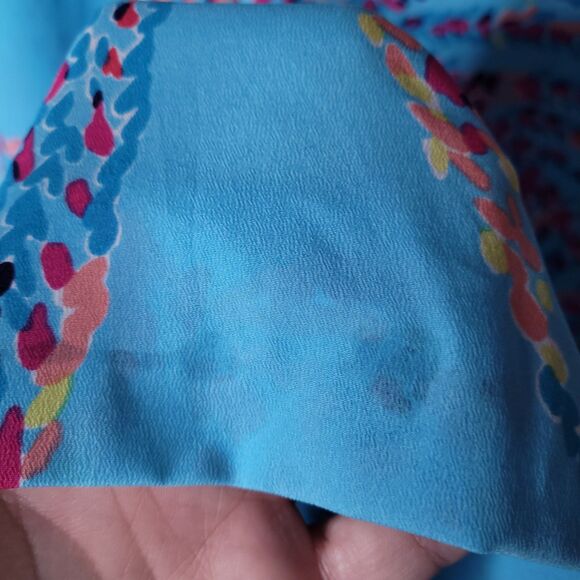 Lilly Pulitzer Pants Large Colorful Middleton Palazzo Shorely Blue Wide Leg - Picture 5 of 13